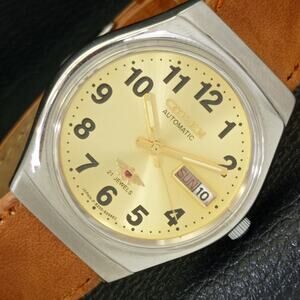 Vintage 1973 Citizen Automatic Mens Silver Watch W/daydate & Gold accents